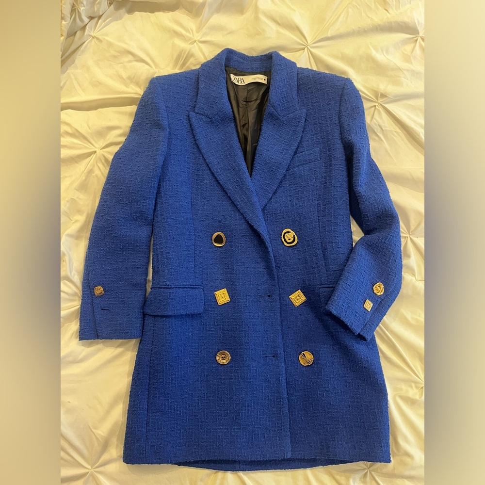 Zara brand new Women's Royal Blue Textured Blazer - Picture 2 of 7